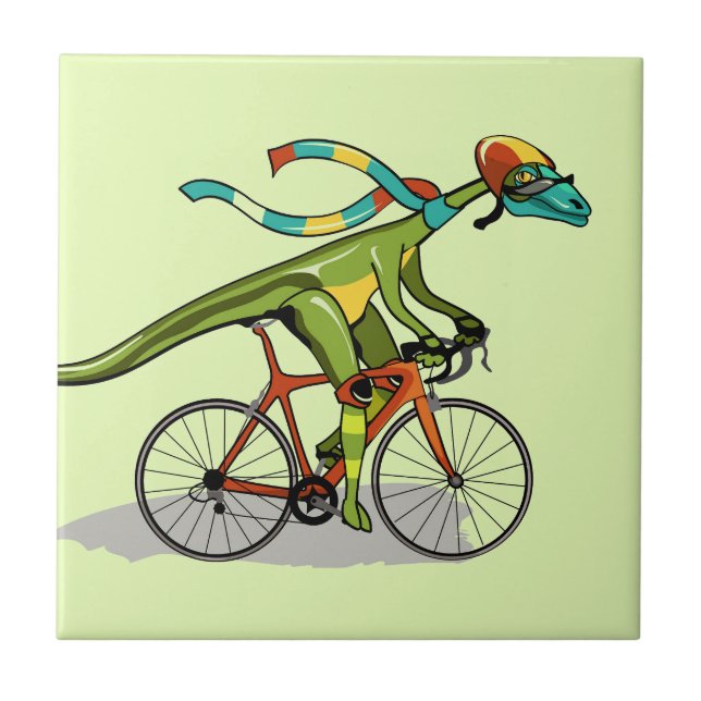Ein Anabisetia Dinosaurier, der mit dem Fahrrad fä Fliese (Vorderseite)