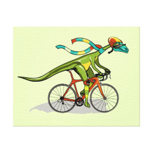 Ein Anabisetia Dinosaurier, der mit dem Fahrrad fä Leinwanddruck