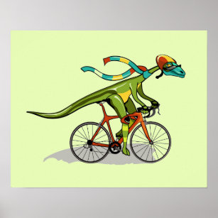 Ein Anabisetia Dinosaurier, der mit dem Fahrrad fä Poster