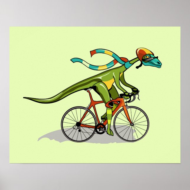Ein Anabisetia Dinosaurier, der mit dem Fahrrad fä Poster (Vorne)