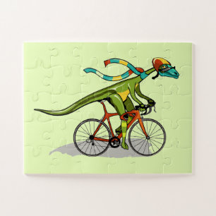 Ein Anabisetia Dinosaurier, der mit dem Fahrrad fä Puzzle