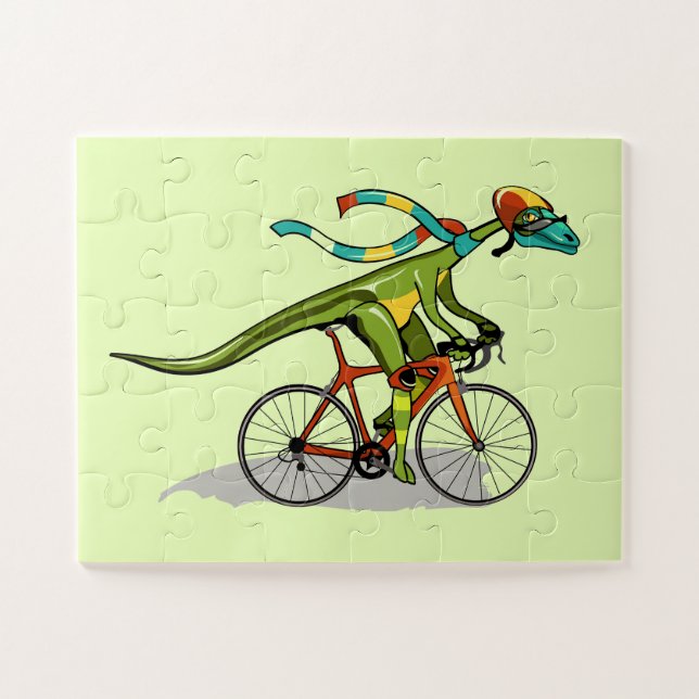 Ein Anabisetia Dinosaurier, der mit dem Fahrrad fä Puzzle (Horizontal)