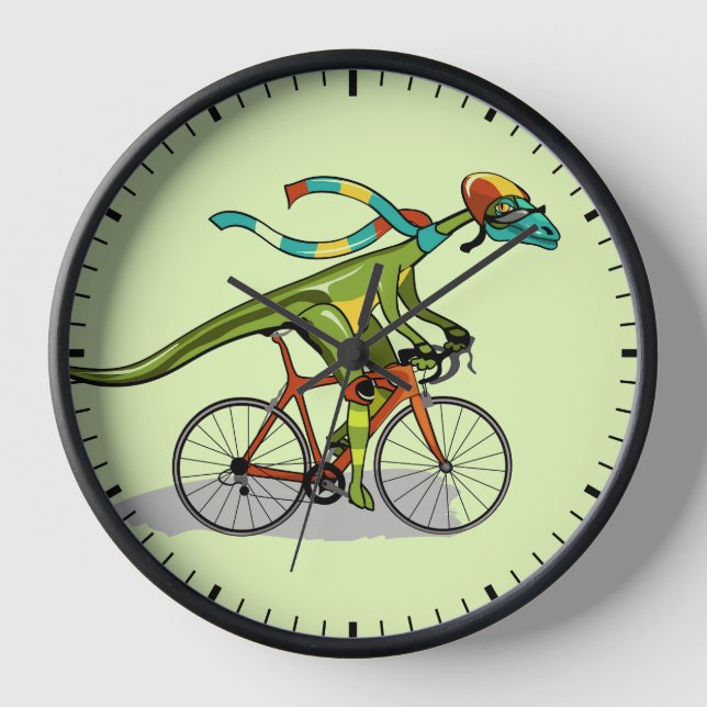 Ein Anabisetia Dinosaurier, der mit dem Fahrrad fä Uhr (Vorderseite)