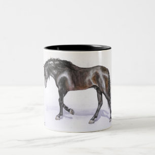 Ein andalusisches gehendes PFERD, handgemalter Zweifarbige Tasse