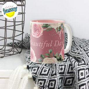 Ein anderer schöner Tag Wasserfarbe Blumenrosa Ros Zweifarbige Tasse