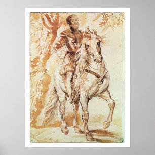 Ein angebrachter Ritter in der Rüstung (Feder auf Poster