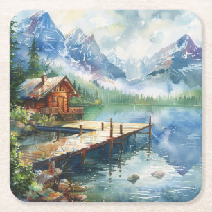 Ein Angel-Schlauch am See Rechteckiger Pappuntersetzer