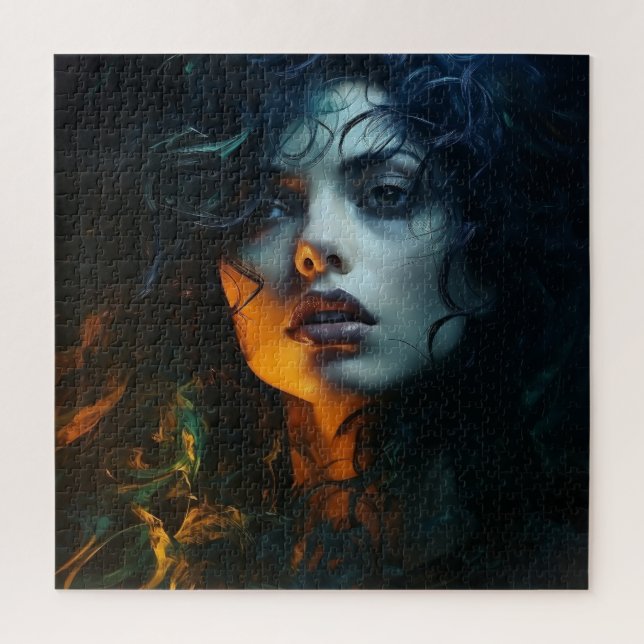 Ein ängstliches Portrait einer Frau Puzzle (Vertikal)