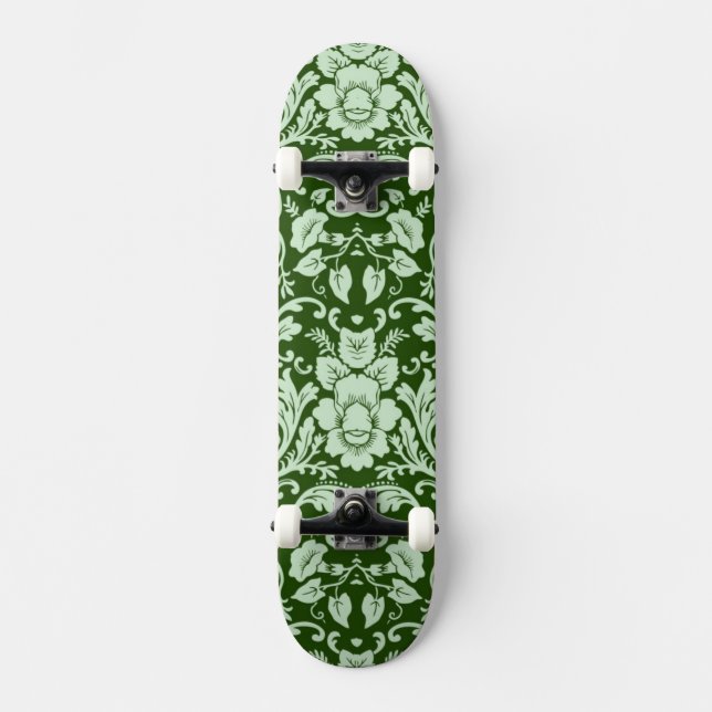 Ein antiker Blumendamast Skateboard (Vorderseite)