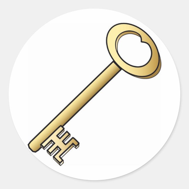 Ein antiker Gold-Key Runder Aufkleber (Vorderseite)