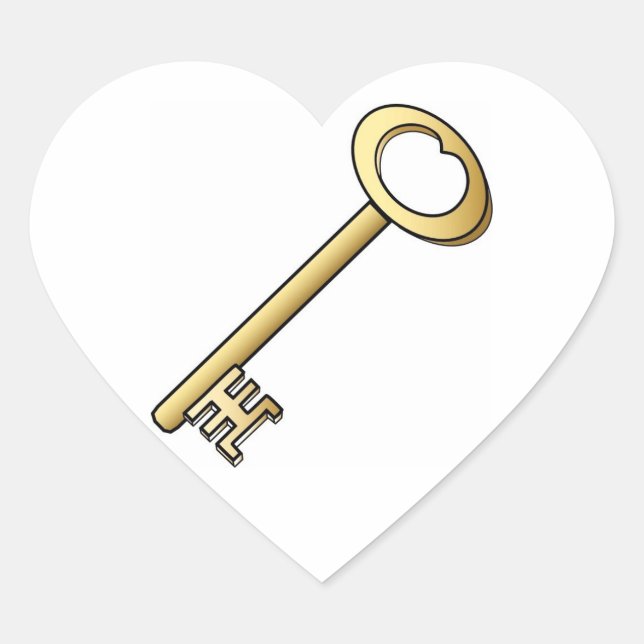 Ein antikes Gold-Key-Hochzeitslied Herz-Aufkleber (Vorderseite)