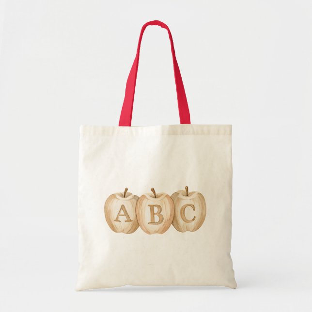 Ein Apfel am Tag ABC Buchstaben Tragetasche (Vorne)