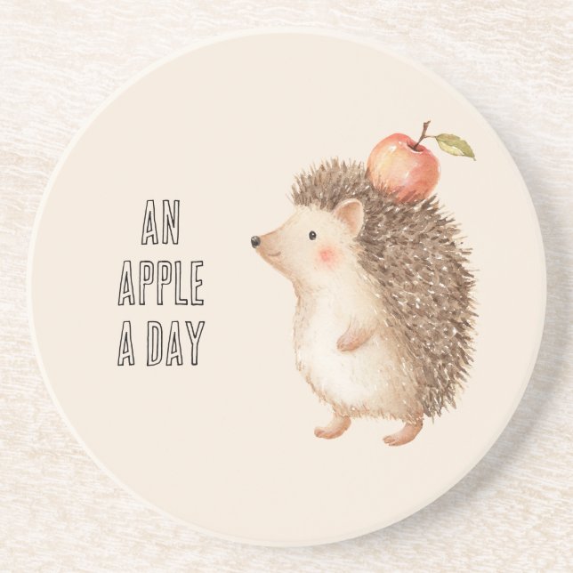 Ein Apfel Am Tag Igel Getränkeuntersetzer (Vorne)