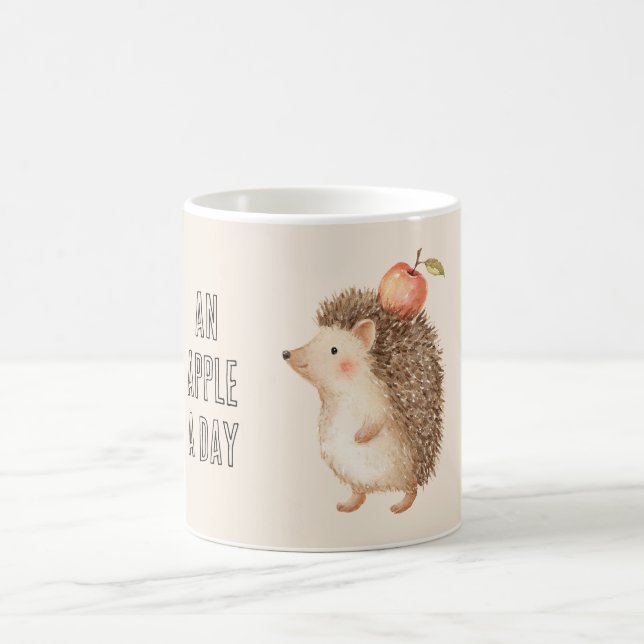 Ein Apfel Am Tag Igel Kaffeetasse (Mittel)