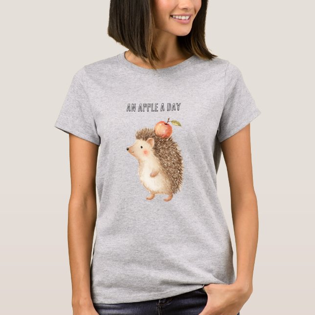 Ein Apfel Am Tag Igel T-Shirt (Vorderseite)