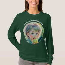 Ein Apfel am Tag Zitat Sprichwort Süßes T-Shirt