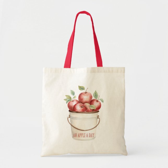 Ein-Apfel-pro-Tag-Eimer Tragetasche (Vorne)