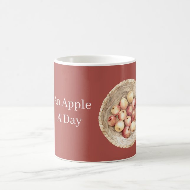 Ein Apfel pro Tag Korb Kaffeetasse (Mittel)