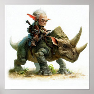 Ein Aquarellbild eines furchtlosen Krieger-Elfen Poster