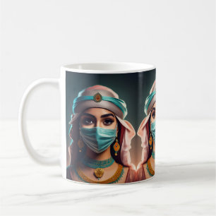 Ein arabisches Mädchen mit Schleier und kohl-gerip Kaffeetasse