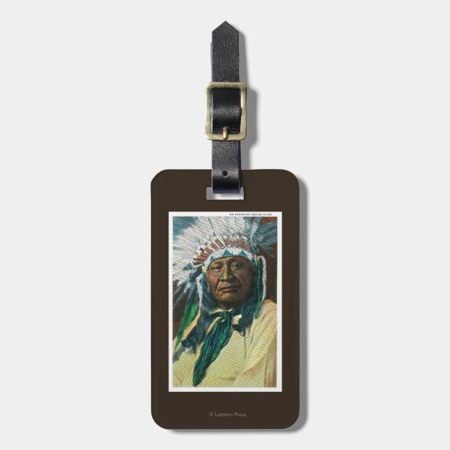 Ein arapahoe-indischer Leiter PortraitColorado Gepäckanhänger (Vorderseite vertikal)