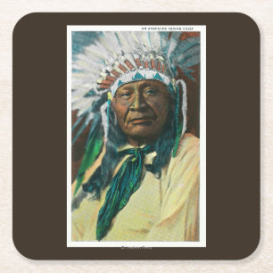 Ein arapahoe-indischer Leiter PortraitColorado Rechteckiger Pappuntersetzer