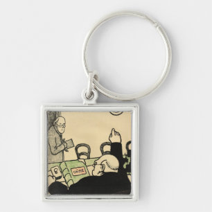 Ein Arbeitgeber schmeißt einen seiner Angestellte Schlüsselanhänger