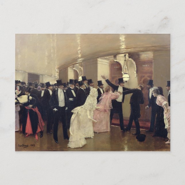 Ein Argument in den Korridoren der Oper, 1889 Postkarte (Vorderseite)