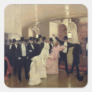 Ein Argument in den Korridoren der Oper, 1889 Quadratischer Aufkleber