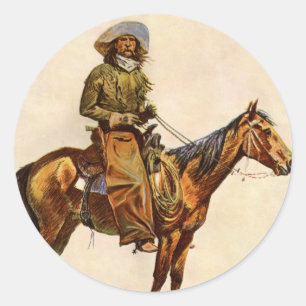 Ein Arizona Cowboy von Remington, Vintage Western Runder Aufkleber
