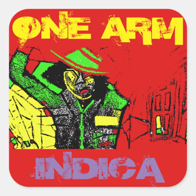 EIN ARM INDICA QUADRATISCHER AUFKLEBER (Vorderseite)