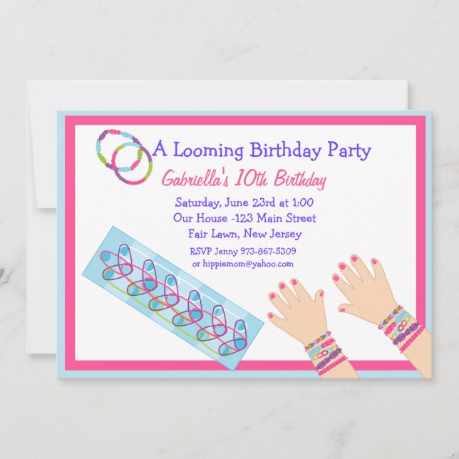 Ein Armband-Loom Girls zum Geburtstag Einladung (Vorderseite)