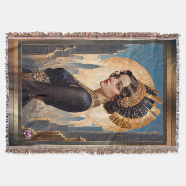 Ein Art Deco Beauty by a Golden Disc by Xzendor7 Decke (Vorderseite)