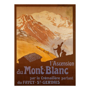 Ein Art Deco Plakat für den Alpentourismus am Mont Poster