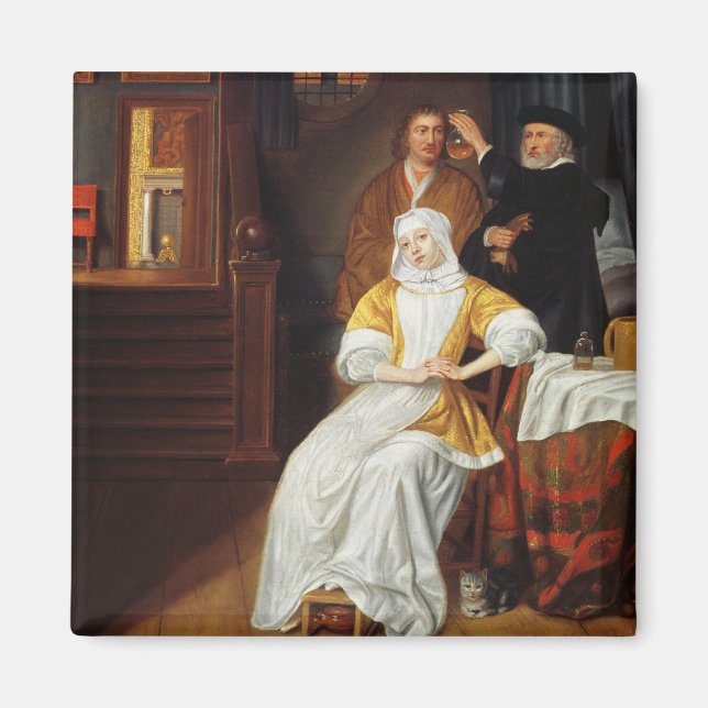 Ein Arzt, der eine junge Frau in einem Schlafzimme Magnet (Vorne)