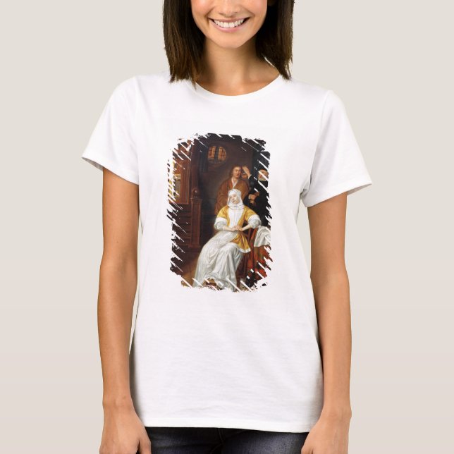 Ein Arzt, der eine junge Frau in einem Schlafzimme T-Shirt (Vorderseite)