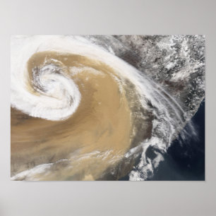 Ein asiatischer Staubsturm überquert den Pazifik Poster