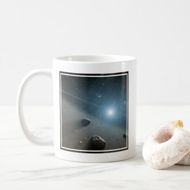 Ein Asteroidengürtel rund um den hellen Star Vega. Kaffeetasse (Mit Donut)