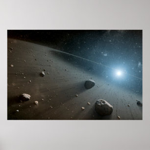 Ein Asteroidengürtel rund um den hellen Star Vega. Poster