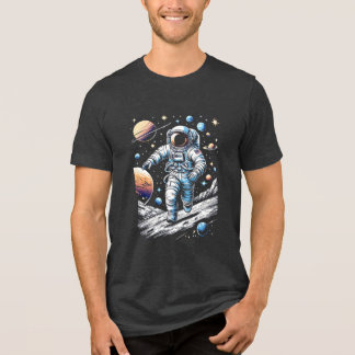 Ein Astronaut, der auf dem Mond läuft Tri-Blend Shirt