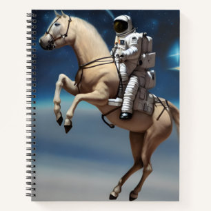 Ein Astronaut, der auf einem Pferd im Weltraum rei Notizbuch