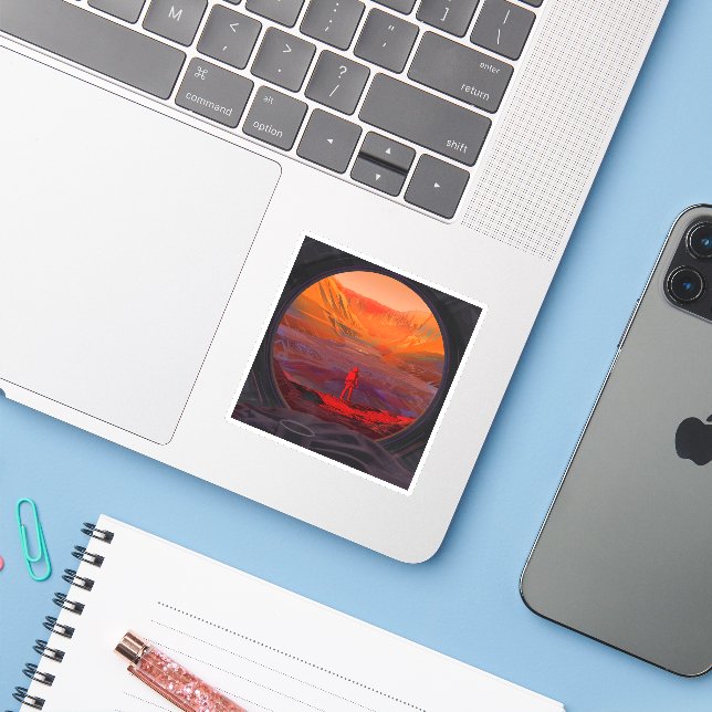 Ein Astronaut in den Mars Aufkleber (Laptop mit iPhone)