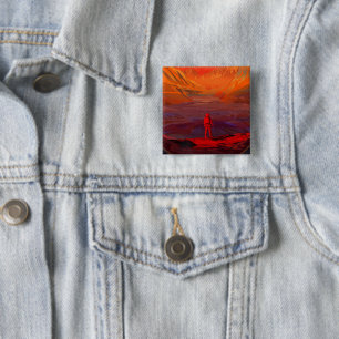 Ein Astronaut in den Mars Button