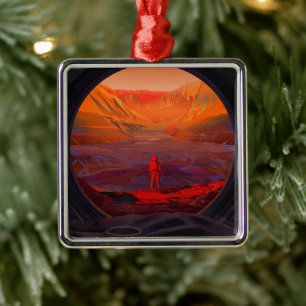 Ein Astronaut in den Mars Ornament Aus Metall