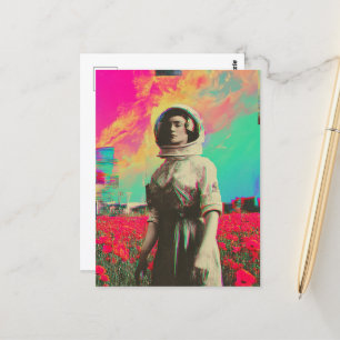Ein Astronaut in einem Mohnfeld Postkarte