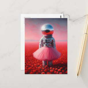 Ein Astronaut in einem Tutu Disco-Kugel-Kopf Mohnb Postkarte
