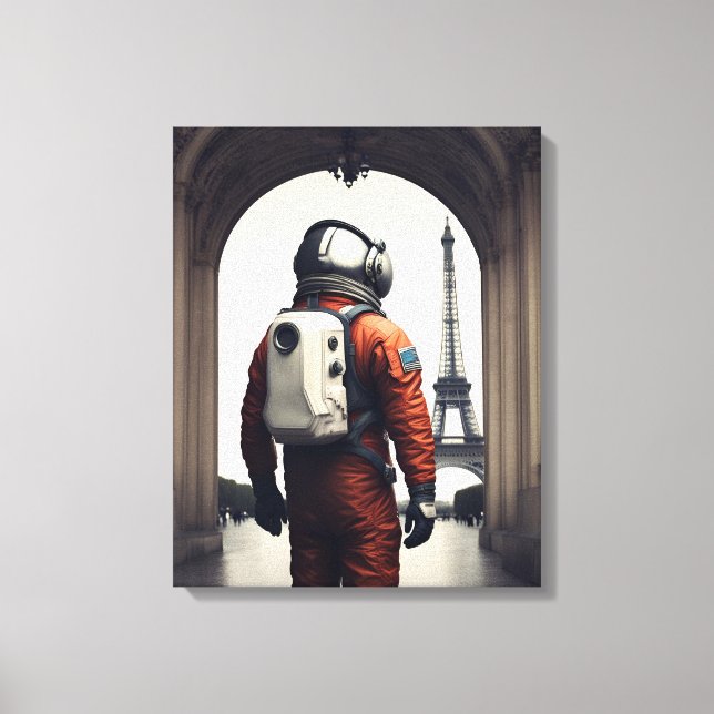 Ein Astronaut in Paris Leinwanddruck (Vorderseite)
