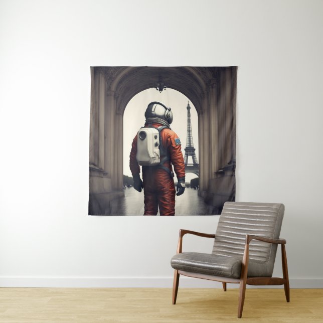 Ein Astronaut in Paris Wandteppich (Beispiel)