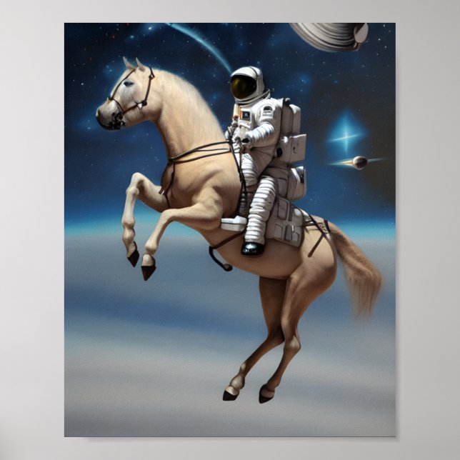 Ein Astronaut reiten im Weltraum Poster (Vorne)