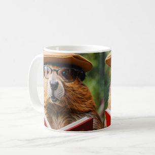 Ein Atelierbiber mit überdimensionaler Brille Kaffeetasse